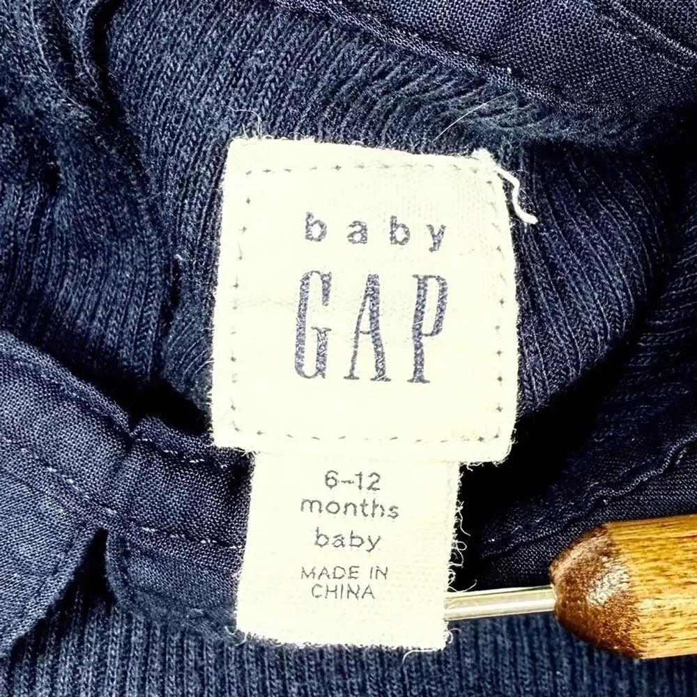 GAP Baby Girls Ribbed Long‎ Sleeve Bodysuit 6-12 Months Classic Navy